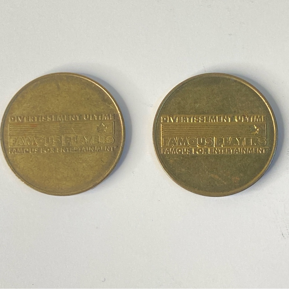 Vintage Famous Players Tech Town Arcade Tokens (Set of 2)